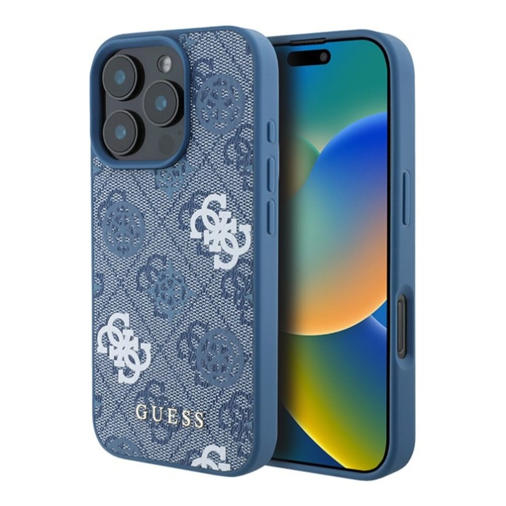 Guess Guess iPhone 16 Back-Cover hul - Magsafe - Peony on 4G - Blau Guess Guess iPhone 16 Back-Cover hul - Magsafe - Peony on 4G - Blau