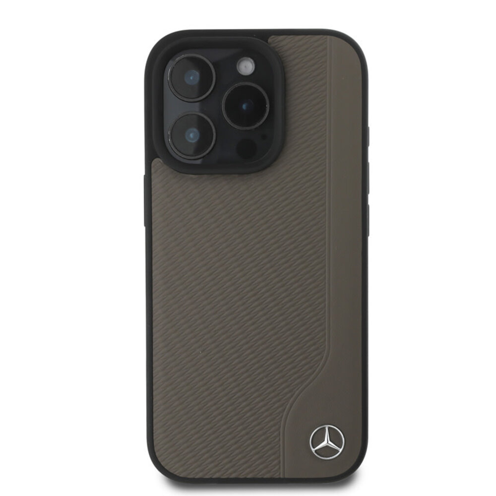 Mercedes-Benz Mercedes-Benz iPhone 16 Pro Back-Cover hul - Magsafe - Real leather - Braun Mercedes-Benz Mercedes-Benz iPhone 16 Pro Back-Cover hul - Magsafe - Real leather - Braun