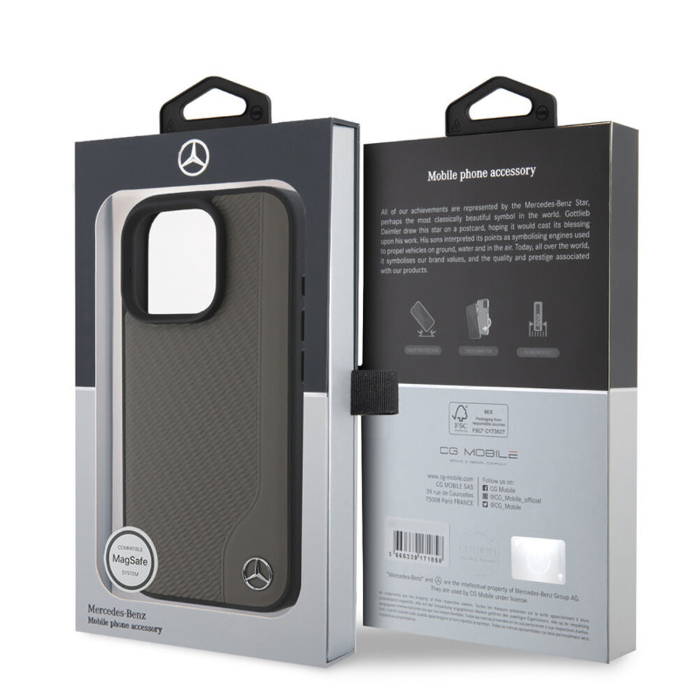 Mercedes-Benz Mercedes-Benz iPhone 16 Pro Back-Cover hul - Magsafe - Real leather - Braun Mercedes-Benz Mercedes-Benz iPhone 16 Pro Back-Cover hul - Magsafe - Real leather - Braun