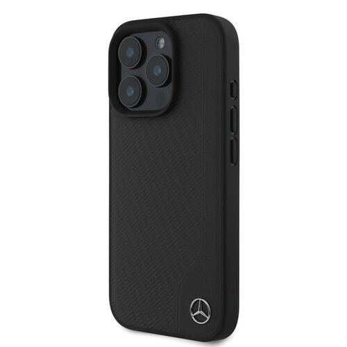 Mercedes-Benz Mercedes-Benz iPhone 16 Pro Backcover hoesje Magsafe - Real leather - Zwart