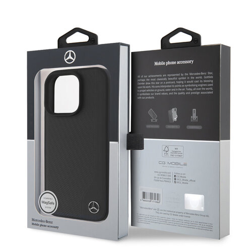 Mercedes-Benz Mercedes-Benz iPhone 16 Pro Back-Cover hul - Magsafe - Real leathe - Schwarz