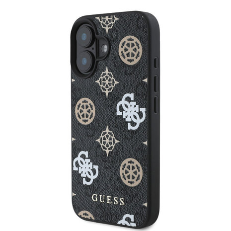 Guess Guess iPhone 16 Back cover coque - Magsafe PU peony - Noir Guess Guess iPhone 16 Back cover coque - Magsafe PU peony - Noir