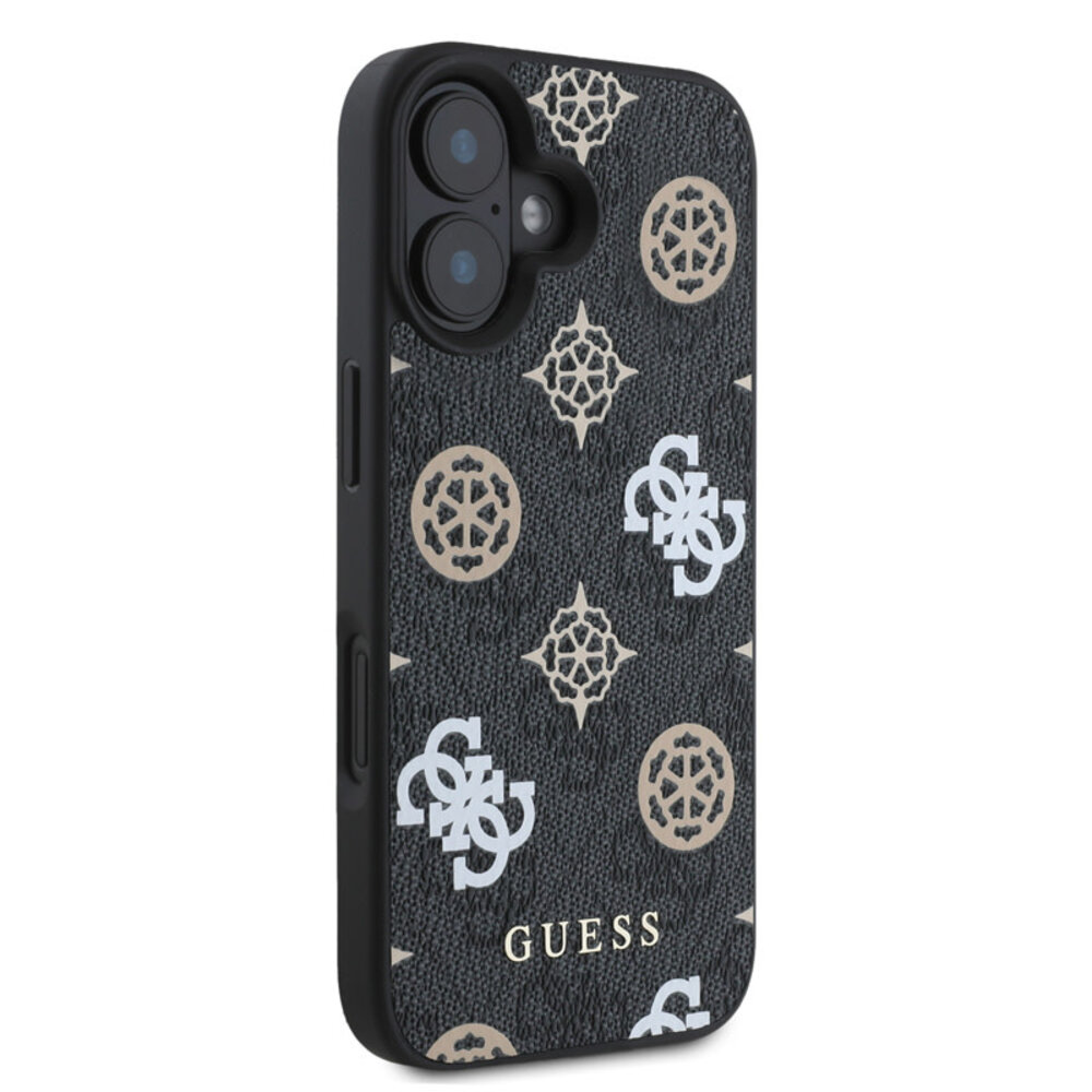 Guess Guess iPhone 16 Back cover case - Magsafe PU peony - Black Guess Guess iPhone 16 Back cover case - Magsafe PU peony - Black
