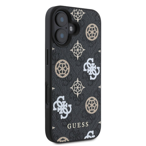 Guess Guess iPhone 16 Back cover case - Magsafe PU peony - Black Guess Guess iPhone 16 Back cover case - Magsafe PU peony - Black