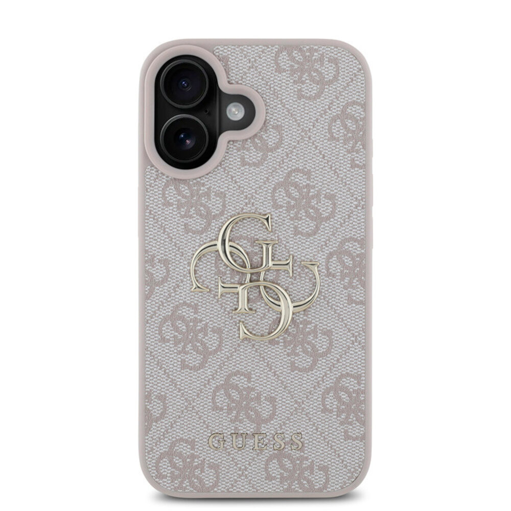 Guess Guess iPhone 16 Back-Cover hul - 4G - Big Metal Logo - Rosa Guess Guess iPhone 16 Back-Cover hul - 4G - Big Metal Logo - Rosa