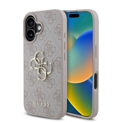 Guess iPhone 16 Backcover hoesje - 4G - Big Metal Logo - Roze
