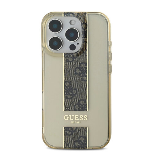 Guess Guess iPhone 16 Pro Back cover case - IML 4G Stripe - Brown