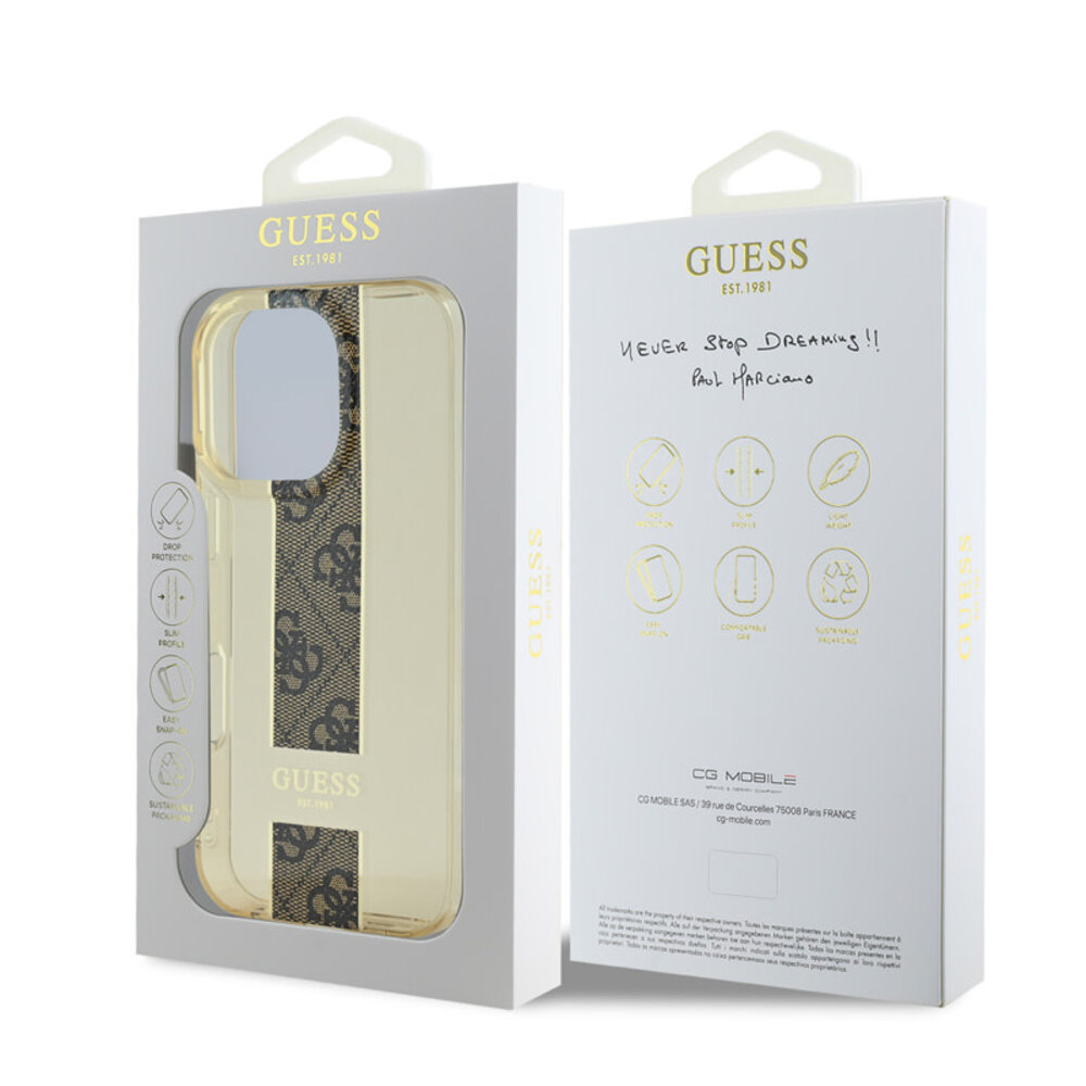 Guess Guess iPhone 16 Pro Back cover coque IML 4G Stripe - Marron Guess Guess iPhone 16 Pro Back cover coque IML 4G Stripe - Marron