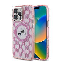 Karl Lagerfeld iPhone 16 Pro Max Backcover hoesje Magsafe IML metal - Roze