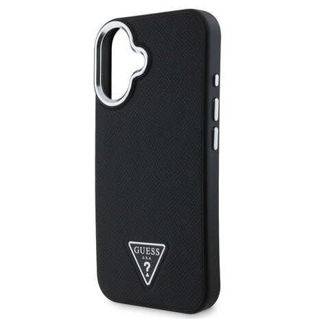 Guess Guess iPhone 16 Back-Cover hul - Magsafe grained PU triangle - Schwarz Guess Guess iPhone 16 Back-Cover hul - Magsafe grained PU triangle - Schwarz
