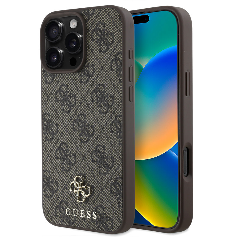Guess Guess iPhone 16 Pro Max Backcover hoesje Magsafe PU 4G - Bruin