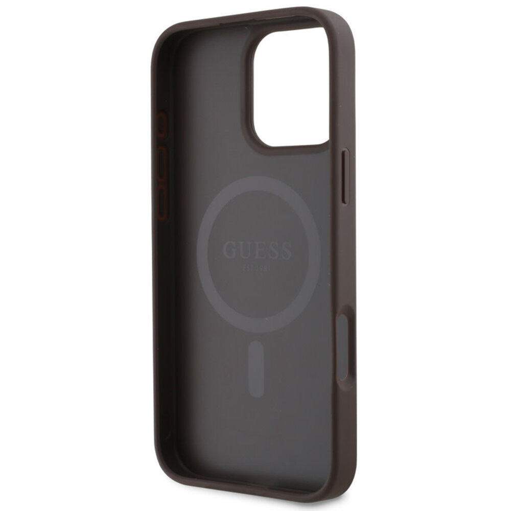 Guess Guess iPhone 16 Pro Max Back cover coque Magsafe PU 4G - Marron Guess Guess iPhone 16 Pro Max Back cover coque Magsafe PU 4G - Marron