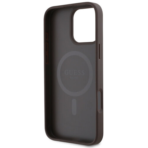 Guess Guess iPhone 16 Pro Max Backcover hoesje Magsafe PU 4G - Bruin