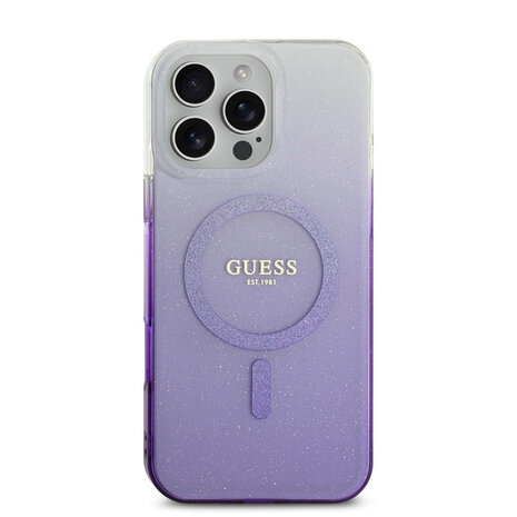 Guess Guess iPhone 16 Pro Max Back cover case - Magsafe IML glitter gradient - Purple Guess Guess iPhone 16 Pro Max Back cover case - Magsafe IML glitter gradient - Purple