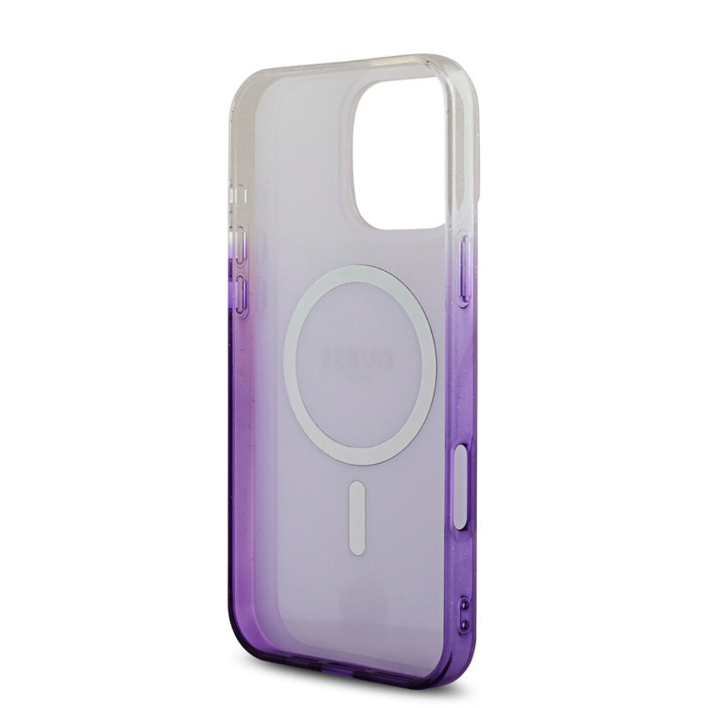 Guess Guess iPhone 16 Pro Max Back cover case - Magsafe IML glitter gradient - Purple Guess Guess iPhone 16 Pro Max Back cover case - Magsafe IML glitter gradient - Purple