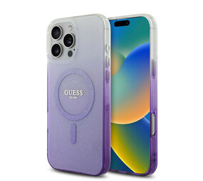 Guess Guess iPhone 16 Pro Max Back cover case - Magsafe IML glitter gradient - Purple Guess Guess iPhone 16 Pro Max Back cover case - Magsafe IML glitter gradient - Purple