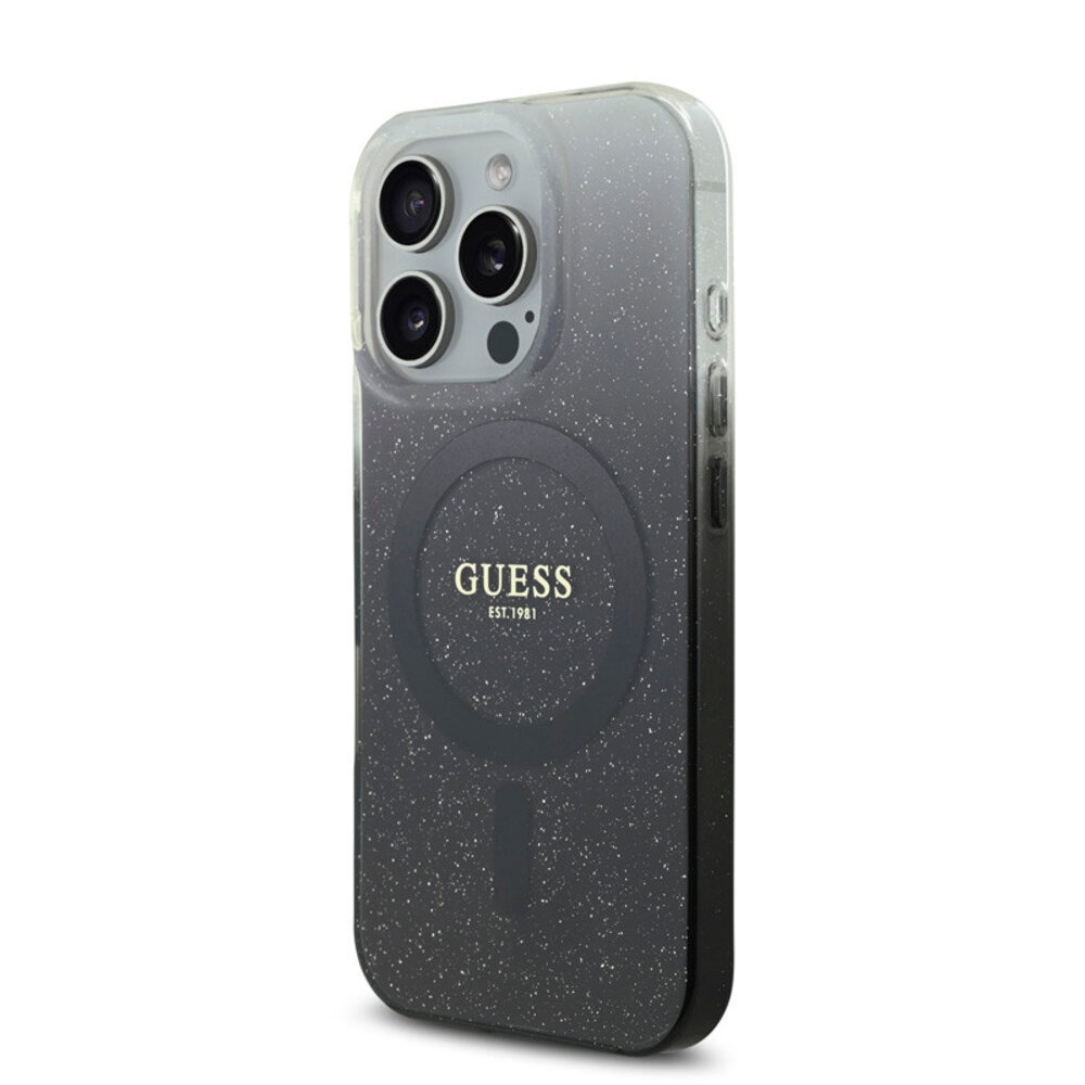 Guess Guess iPhone 16 Pro Max Back cover coque Magsafe IML glitter gradient - Noir Guess Guess iPhone 16 Pro Max Back cover coque Magsafe IML glitter gradient - Noir