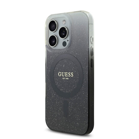 Guess Guess iPhone 16 Pro Max Back-Cover hul - Magsafe IML glitter gradient - Schwarz Guess Guess iPhone 16 Pro Max Back-Cover hul - Magsafe IML glitter gradient - Schwarz