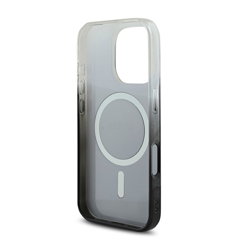 Guess Guess iPhone 16 Pro Max Backcover hoesje Magsafe IML glitter gradient - Zwart, foto 6 van 6