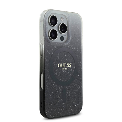 Guess Guess iPhone 16 Pro Max Back-Cover hul - Magsafe IML glitter gradient - Schwarz
