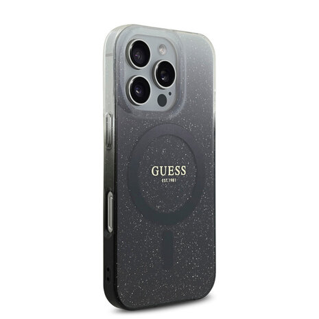 Guess Guess iPhone 16 Pro Max Back cover coque Magsafe IML glitter gradient - Noir Guess Guess iPhone 16 Pro Max Back cover coque Magsafe IML glitter gradient - Noir