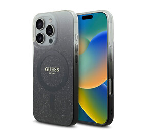 Guess Guess iPhone 16 Pro Max Back cover case - Magsafe IML glitter gradient - Black Guess Guess iPhone 16 Pro Max Back cover case - Magsafe IML glitter gradient - Black