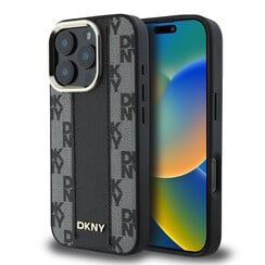 DKNY iPhone 16 Pro Back cover case - Magsafe - Checkered Pattern - Black