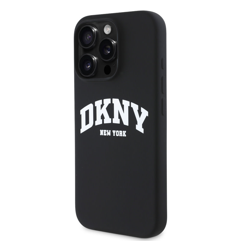 DKNY DKNY iPhone 16 Pro Backcover hoesje Magsafe - Liquid Silicone - White Arch Logo - Zwart, foto 2 van 6