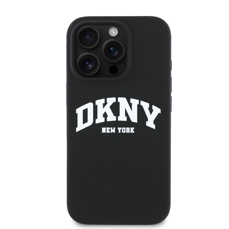 DKNY DKNY iPhone 16 Pro Backcover hoesje Magsafe - Liquid Silicone - White Arch Logo - Zwart, foto 3 van 6