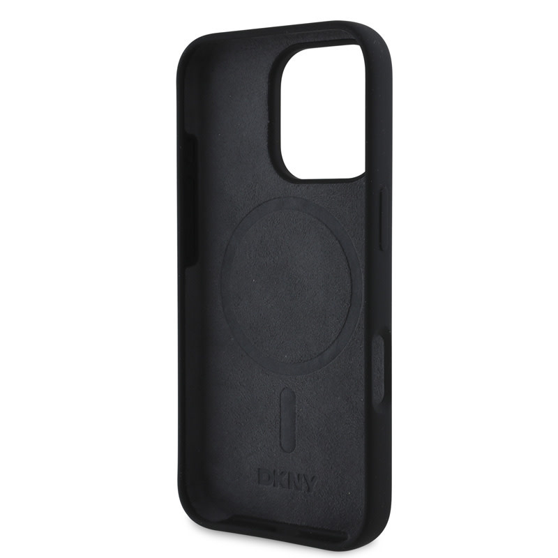 DKNY DKNY iPhone 16 Pro Backcover hoesje Magsafe - Liquid Silicone - White Arch Logo - Zwart, foto 6 van 6
