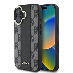 DKNY iPhone 16 Back cover case - Magsafe - Checkered Pattern - Black