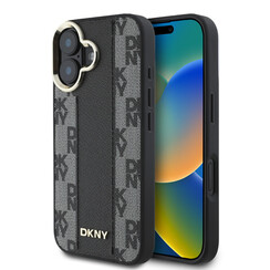 DKNY iPhone 16 Back-Cover hul - Magsafe - Checkered Pattern - Schwarz