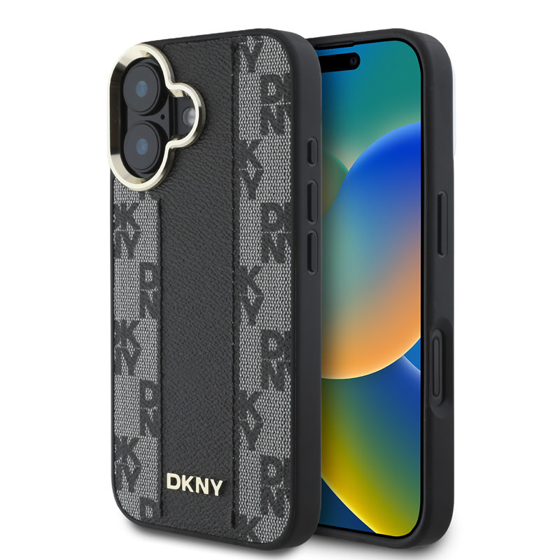 DKNY DKNY iPhone 16 Backcover hoesje Magsafe - Checkered Pattern - Zwart