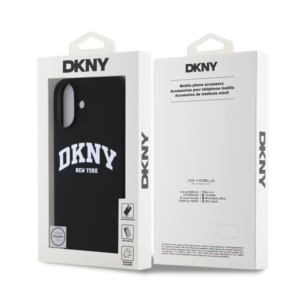 DKNY DKNY iPhone 16 Back cover coque Magsafe - Liquid Silicone - White Arch Logo - Noir DKNY DKNY iPhone 16 Back cover coque Magsafe - Liquid Silicone - White Arch Logo - Noir