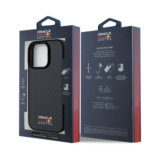 Red Bull Racing Red Bull Racing iPhone 16 Pro Max Back cover case - Magsafe - Carbon Fiber - Shiny logo - Black