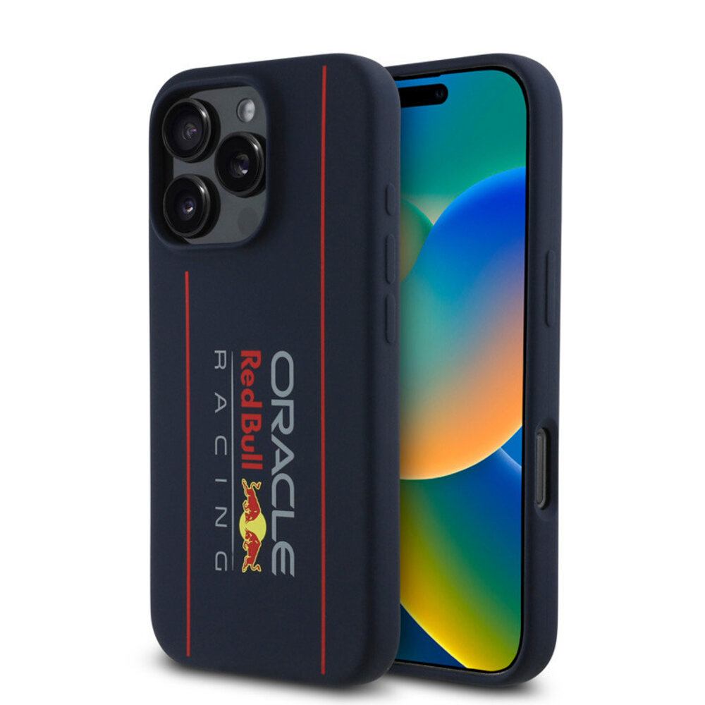 Red Bull Racing Red Bull Racing iPhone 16 Pro Max Backcover hoesje Magsafe - Liquid Silicone - Big vertical Logo - Navy Red Bull Racing Red Bull Racing iPhone 16 Pro Max Backcover hoesje Magsafe - Liquid Silicone - Big vertical Logo - Navy