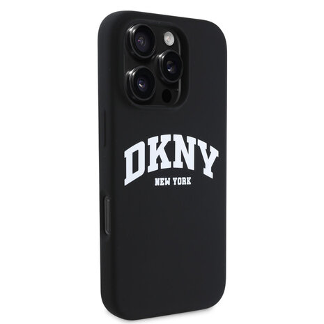 DKNY DKNY iPhone 16 Pro Backcover hoesje Magsafe - Liquid Silicone - White Arch Logo - Zwart DKNY DKNY iPhone 16 Pro Backcover hoesje Magsafe - Liquid Silicone - White Arch Logo - Zwart