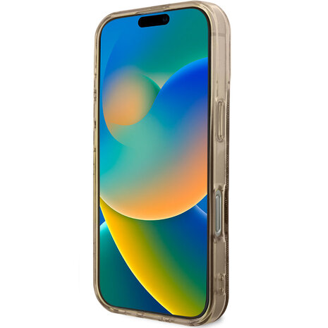 Guess Guess iPhone 16 Pro Back-Cover hul - Magsafe IML peony - Braun Guess Guess iPhone 16 Pro Back-Cover hul - Magsafe IML peony - Braun