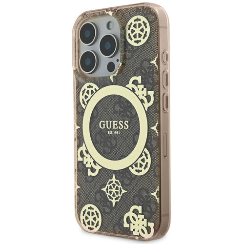 Guess Guess iPhone 16 Pro Back cover case - Magsafe IML peony - Brown