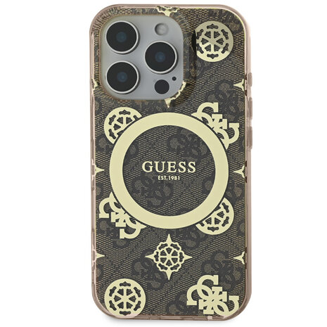 Guess Guess iPhone 16 Pro Backcover hoesje Magsafe IML peony - Bruin Guess Guess iPhone 16 Pro Backcover hoesje Magsafe IML peony - Bruin