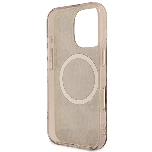 Guess Guess iPhone 16 Pro Backcover hoesje Magsafe IML peony - Bruin