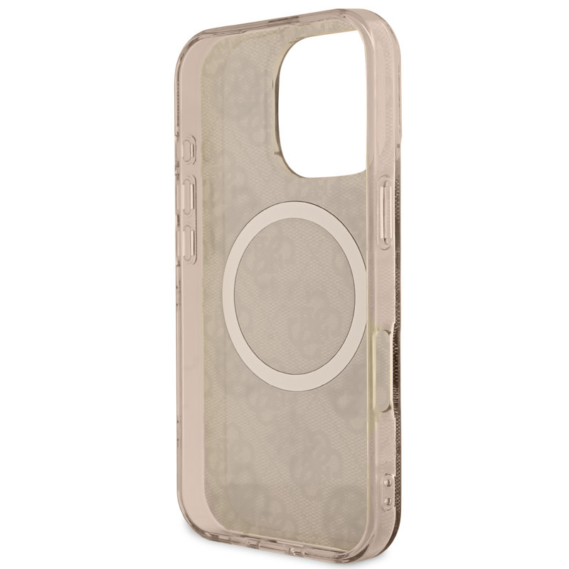 Guess Guess iPhone 16 Pro Backcover hoesje Magsafe IML peony - Bruin, foto 6 van 6