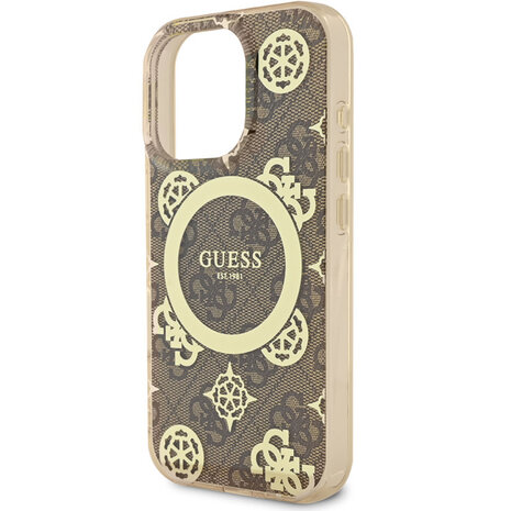 Guess Guess iPhone 16 Pro Back-Cover hul - Magsafe IML peony - Braun Guess Guess iPhone 16 Pro Back-Cover hul - Magsafe IML peony - Braun