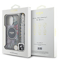 Guess Guess iPhone 16 Pro Back cover case - Magsafe IML Flowers with pearl strap - Black
