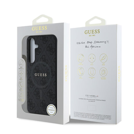 Guess Guess Galaxy S25 Back-Cover hul - 4G Colored Ring Classic Logo - MagSafe - Schwarz Guess Guess Galaxy S25 Back-Cover hul - 4G Colored Ring Classic Logo - MagSafe - Schwarz