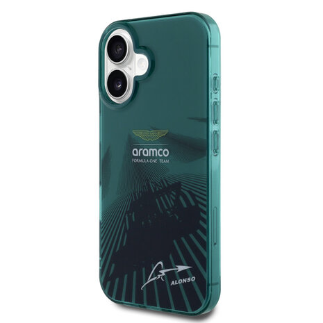 Aston Martin Aston Martin iPhone 16 Backcover hoesje - IML F1 Car - Alonso Signature - Groen Aston Martin Aston Martin iPhone 16 Backcover hoesje - IML F1 Car - Alonso Signature - Groen