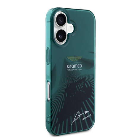 Aston Martin Aston Martin iPhone 16 Backcover hoesje - IML F1 Car - Alonso Signature - Groen Aston Martin Aston Martin iPhone 16 Backcover hoesje - IML F1 Car - Alonso Signature - Groen