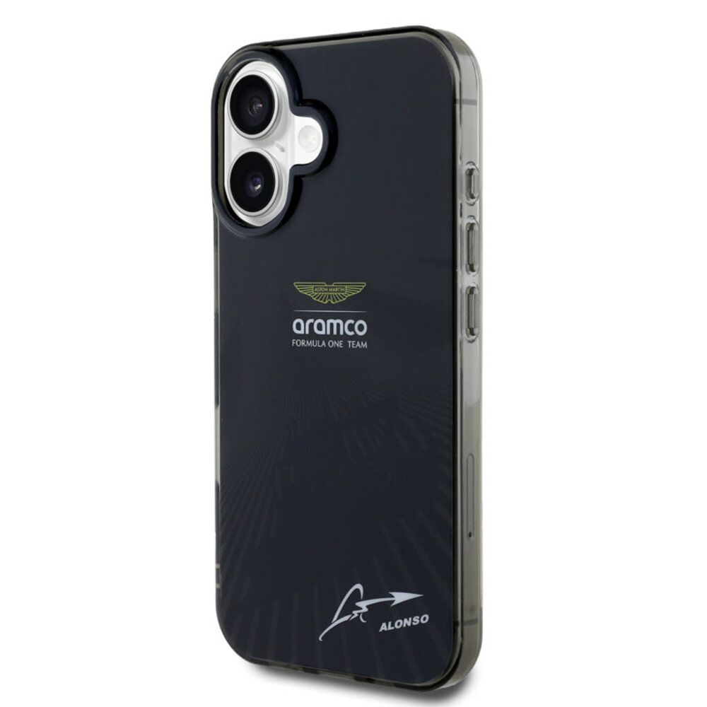 Aston Martin Aston Martin iPhone 16 Backcover hoesje - IML F1 Car - Alonso Signature - Zwart Aston Martin Aston Martin iPhone 16 Backcover hoesje - IML F1 Car - Alonso Signature - Zwart