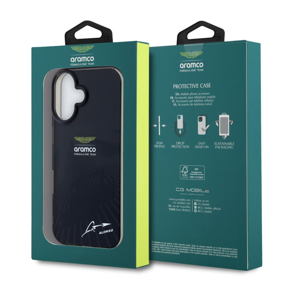 Aston Martin Aston Martin iPhone 16 Back cover coque - IML F1 Car - Alonso Signature - Noir Aston Martin Aston Martin iPhone 16 Back cover coque - IML F1 Car - Alonso Signature - Noir