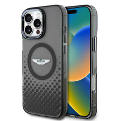 Aston Martin iPhone 16 Pro Max Backcover hoesje - Magsafe - IML Metal Gradient Squares - Zwart
